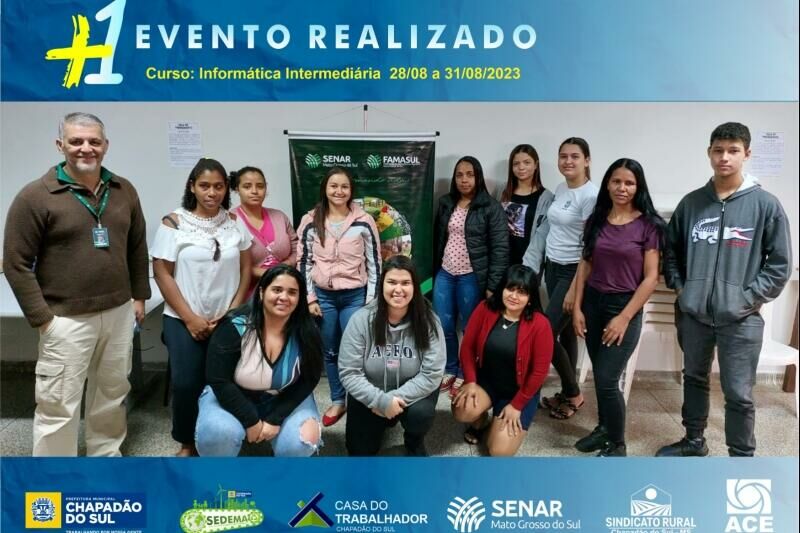 Imagem de compartilhamento para o artigo Prefeitura de Chapadão do Sul e parceiros concluem curso gratuito de informática intermediária da MS Todo dia